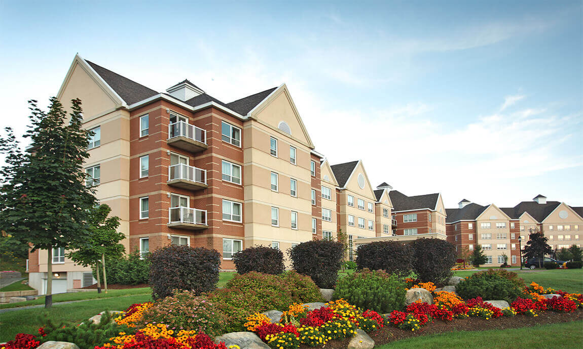 Exterior building and grounds at Parkland at the Lakes, in Dartmouth, Nova Scotia