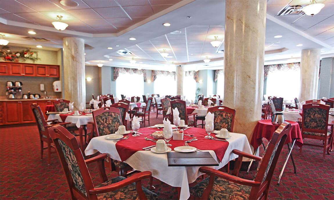 Dining room at Parkland at the Lakes, in Dartmouth, Nova Scotia